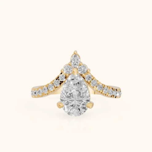 Isabella Legacy Side Stone Pear Diamond Engagement & Wedding Ring
