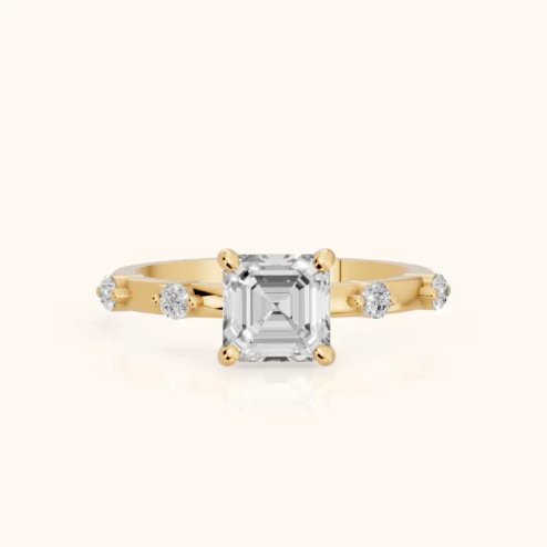Elena Radiance Solitaire Asscher Diamond Engagement & Wedding Ring