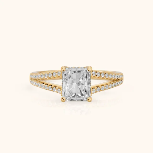 Eternal Embrace Solitaire Radiant Diamond Engagement & Wedding Ring