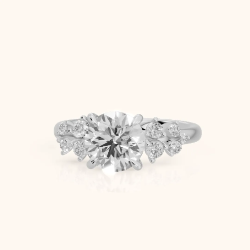 Evelina Bloom Round Diamond Engagement & Wedding Ring