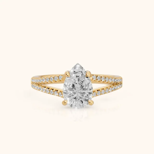 Eternal Embrace Solitaire Pear Diamond Engagement & Wedding Ring