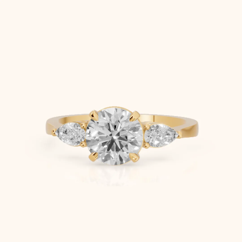 Grace Three Stone Round Diamond Engagement & Wedding Ring