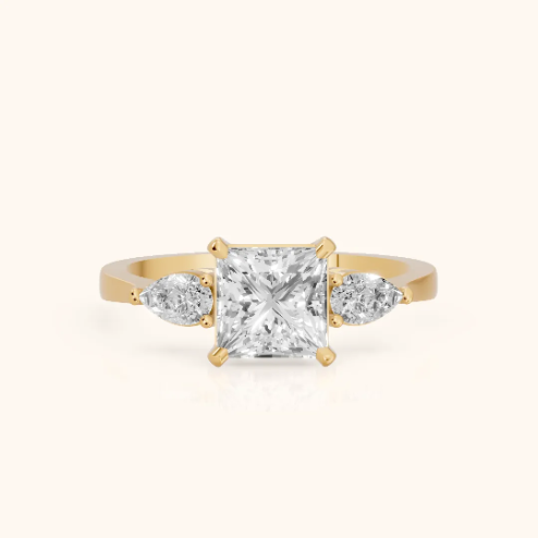 Grace Three Stone Princess Diamond Engagement & Wedding Ring