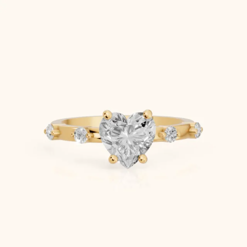 Elena Radiance Solitaire Heart Diamond Engagement & Wedding Ring