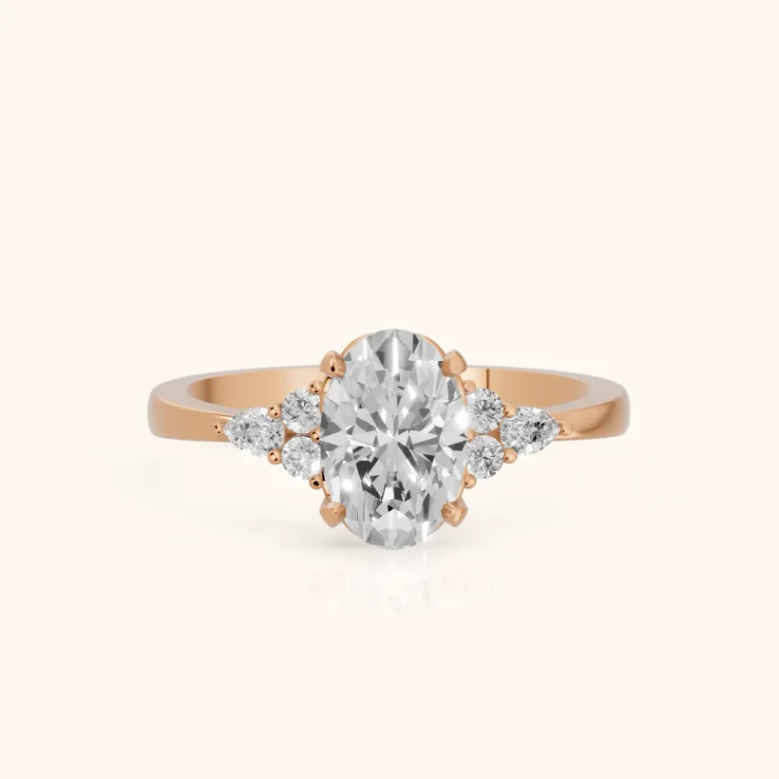 Amelia Three Stone Oval Diamond Engagement & Wedding Ring