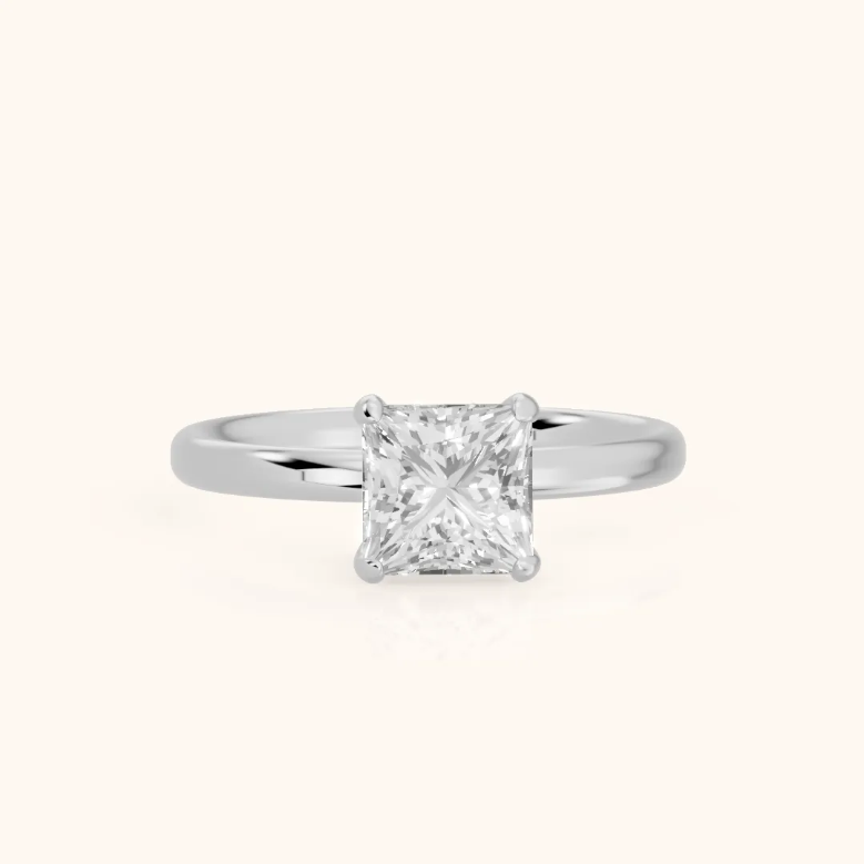 Princess Diamond Engagement & Wedding Ring