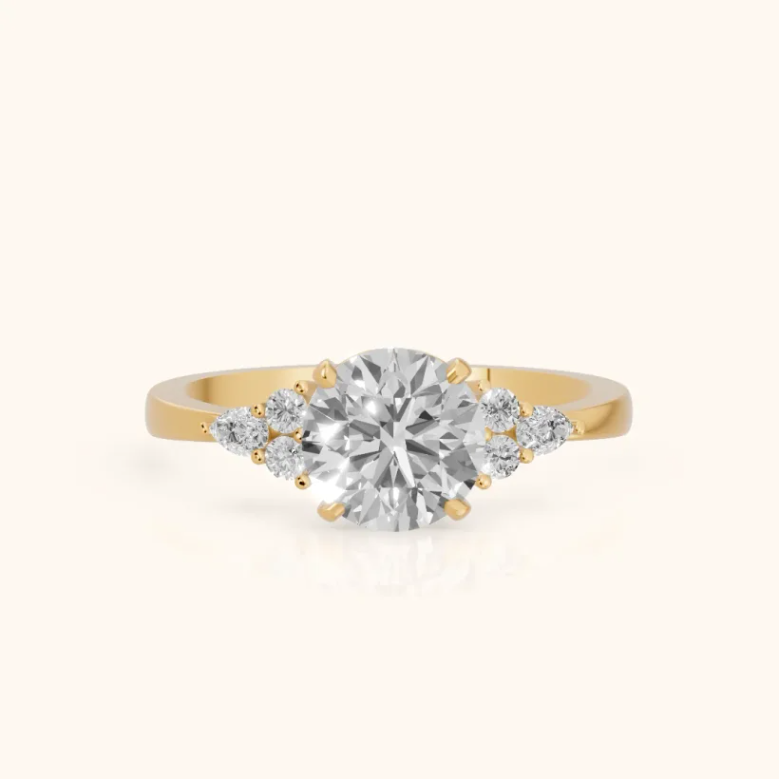 Amelia Three Stone Round Diamond Engagement & Wedding Ring
