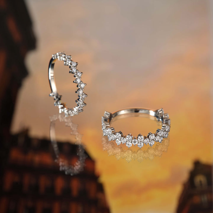 Scattered Diamond Half Eternity Band in 10K 14K 18K White Gold