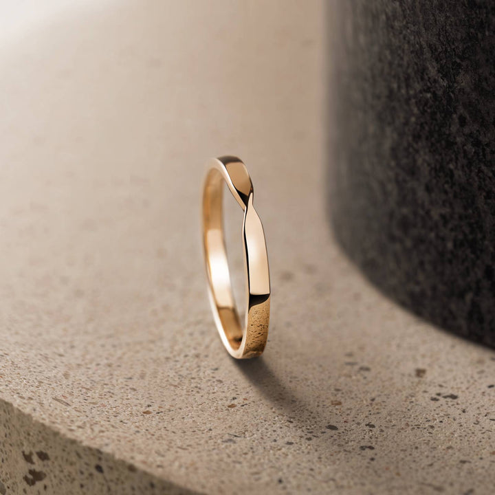Wave Organic Plain Wedding Band in Yellow Gold