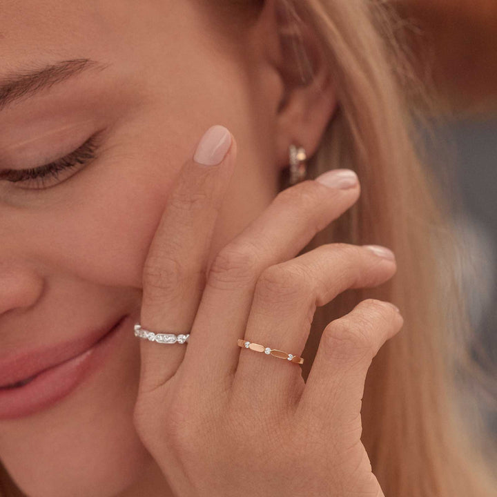 Hexagon Tile Diamond Band Ring