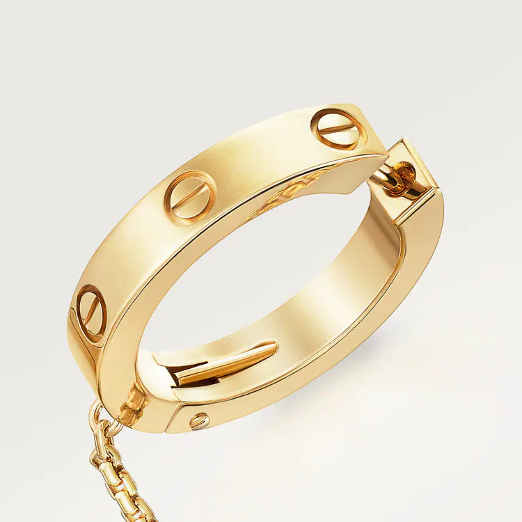Screw Motif Diamond Ear Cuff with Chain