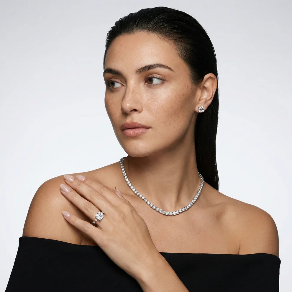 Elena Radiance Solitaire Asscher Diamond Engagement & Wedding Ring