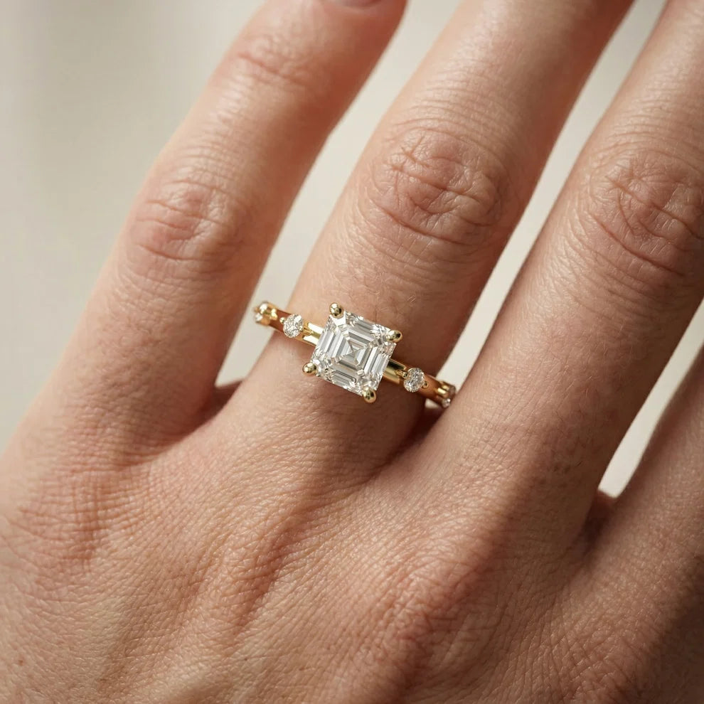 Elena Radiance Solitaire Asscher Diamond Engagement & Wedding Ring