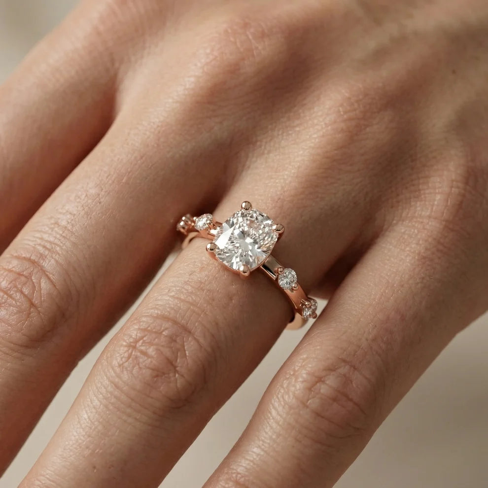 Elena Radiance Solitaire Cushion Diamond Engagement & Wedding Ring