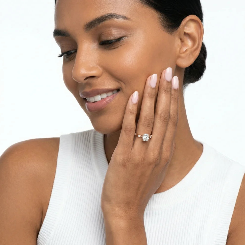 Elena Radiance Solitaire Cushion Diamond Engagement & Wedding Ring