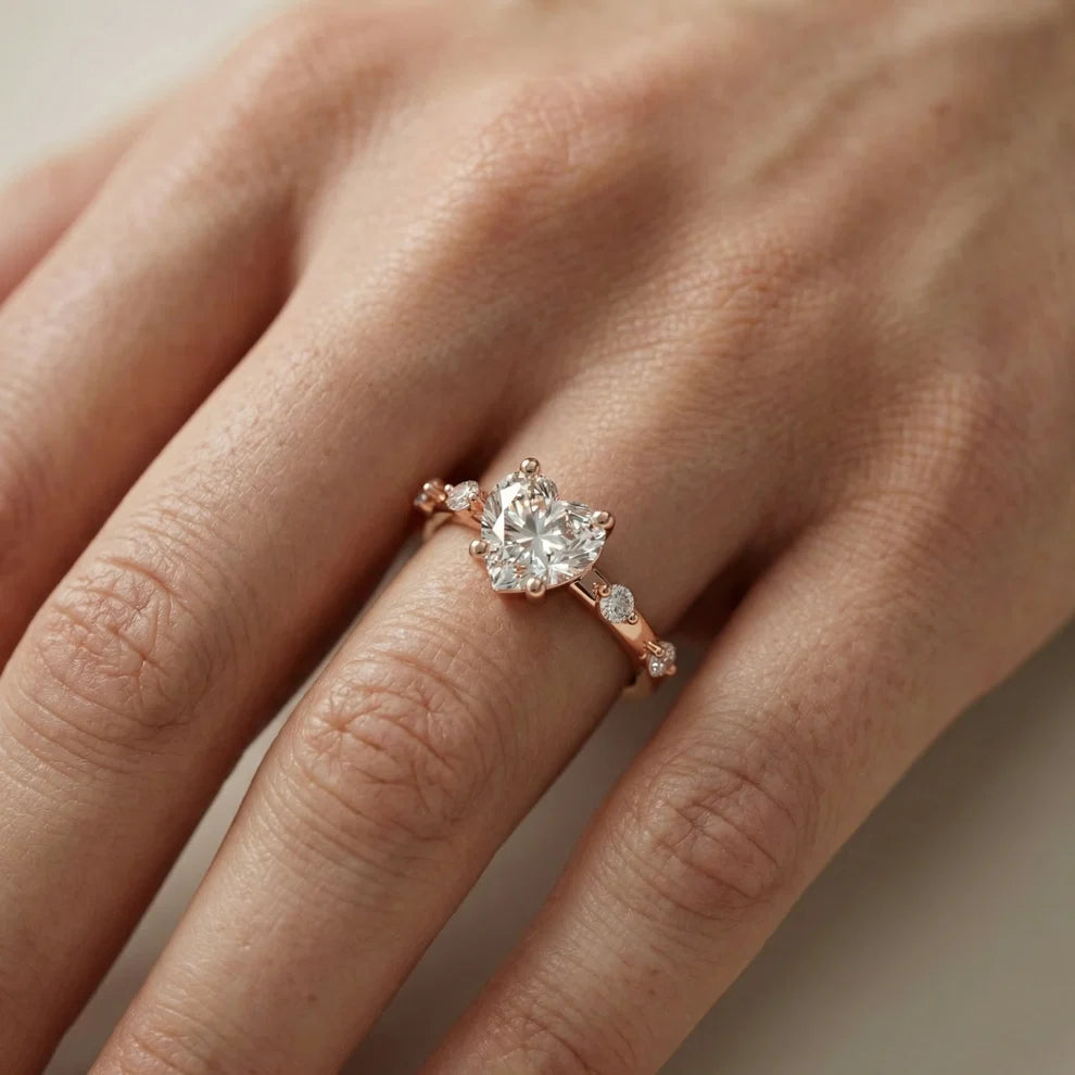 Elena Radiance Solitaire Heart Diamond Engagement & Wedding Ring