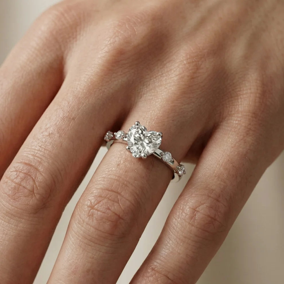 Elena Radiance Solitaire Heart Diamond Engagement & Wedding Ring