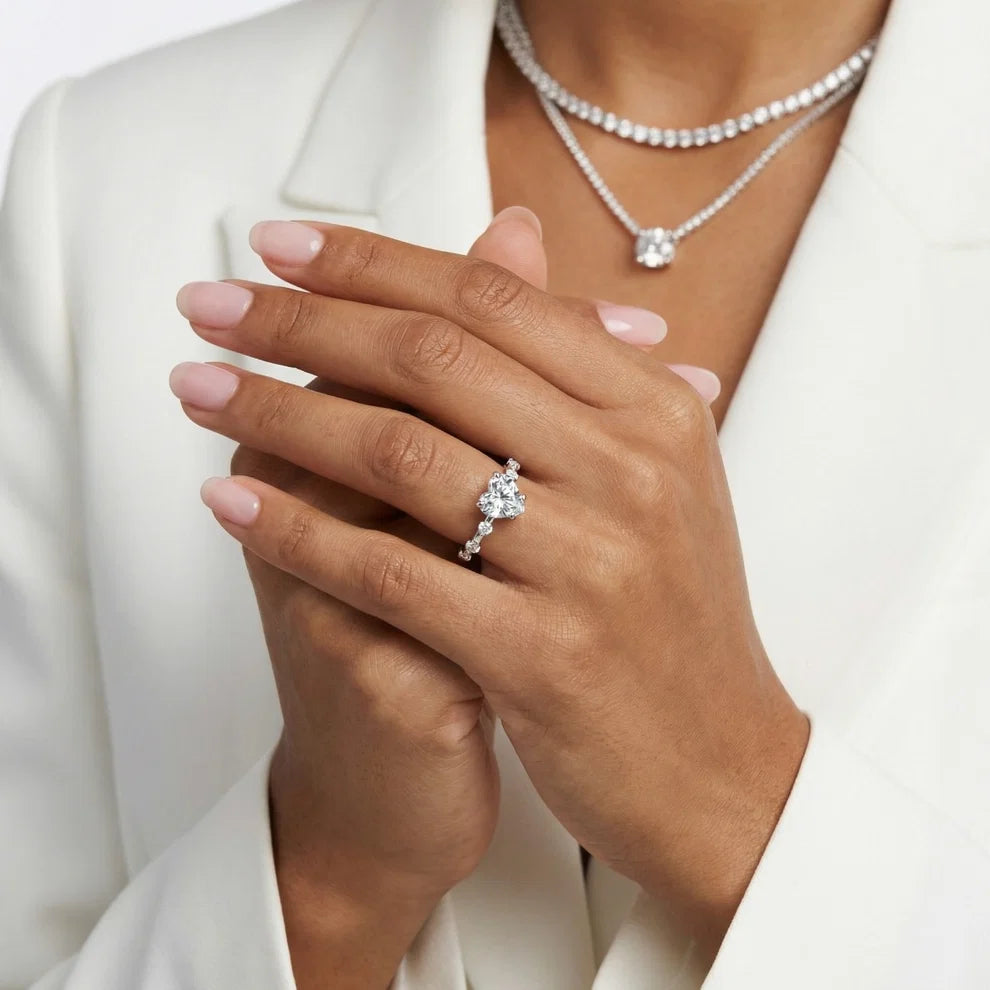 Elena Radiance Solitaire Heart Diamond Engagement & Wedding Ring