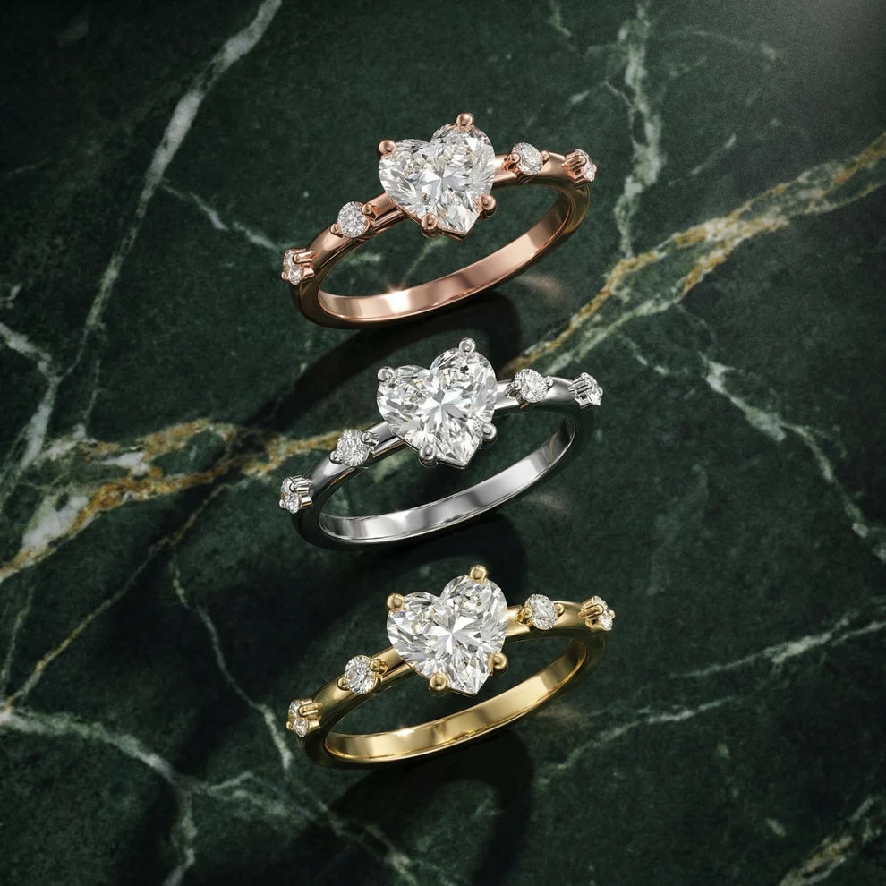 Elena Radiance Solitaire Heart Diamond Engagement & Wedding Ring