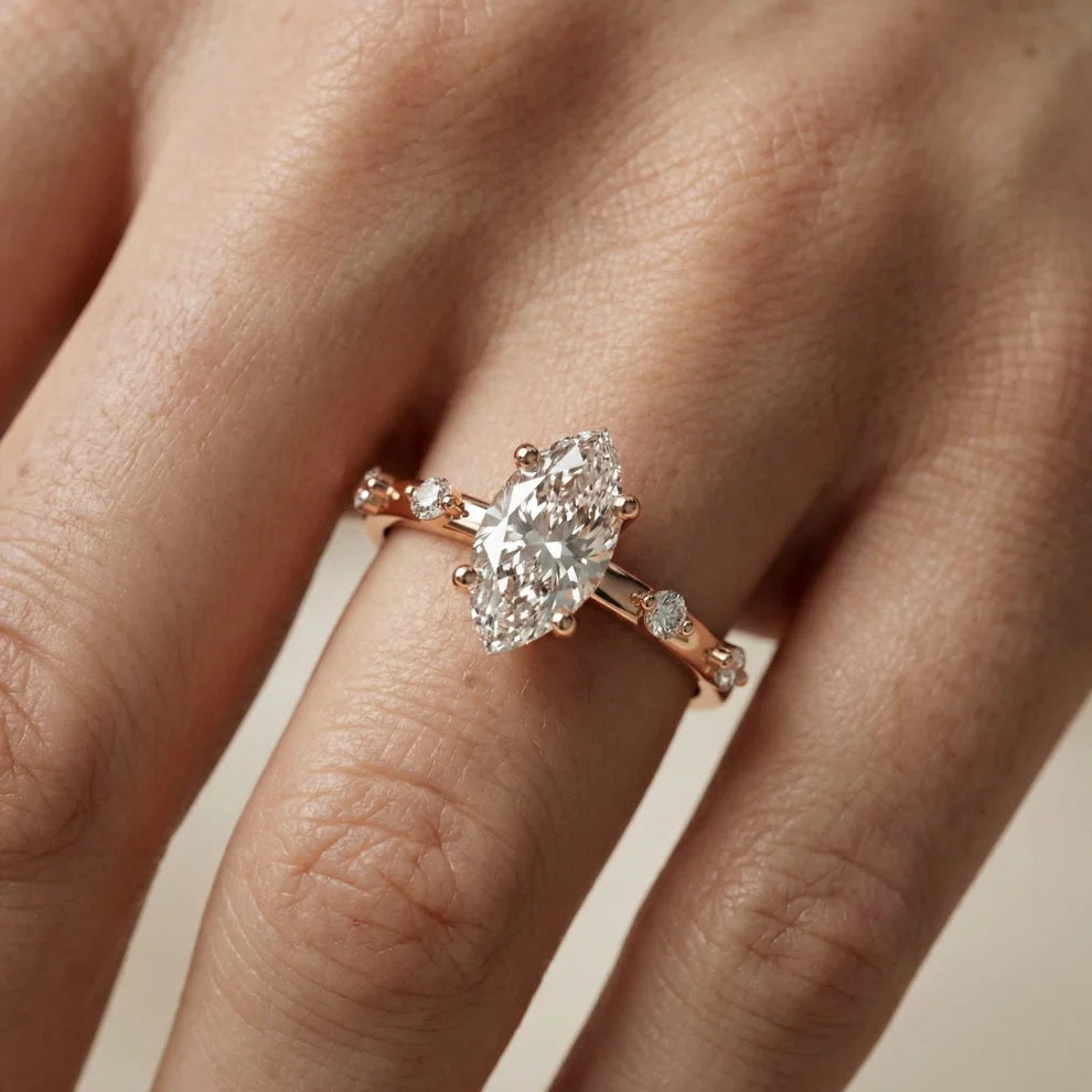 Elena Radiance Solitaire Marquise Diamond Engagement & Wedding Ring