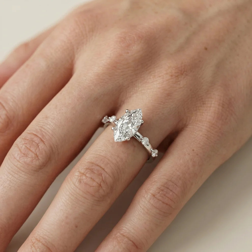 Elena Radiance Solitaire Marquise Diamond Engagement & Wedding Ring