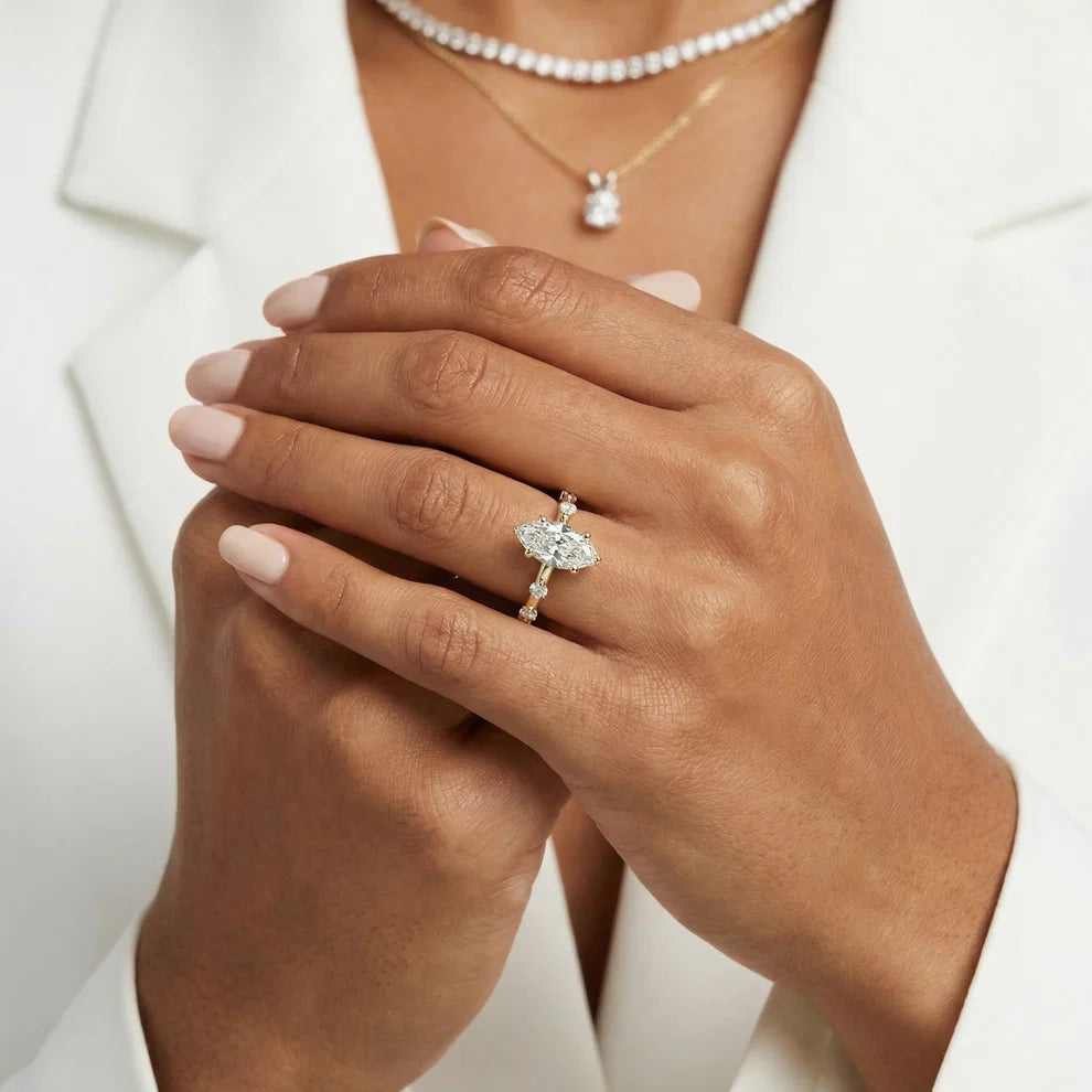 Elena Radiance Solitaire Marquise Diamond Engagement & Wedding Ring