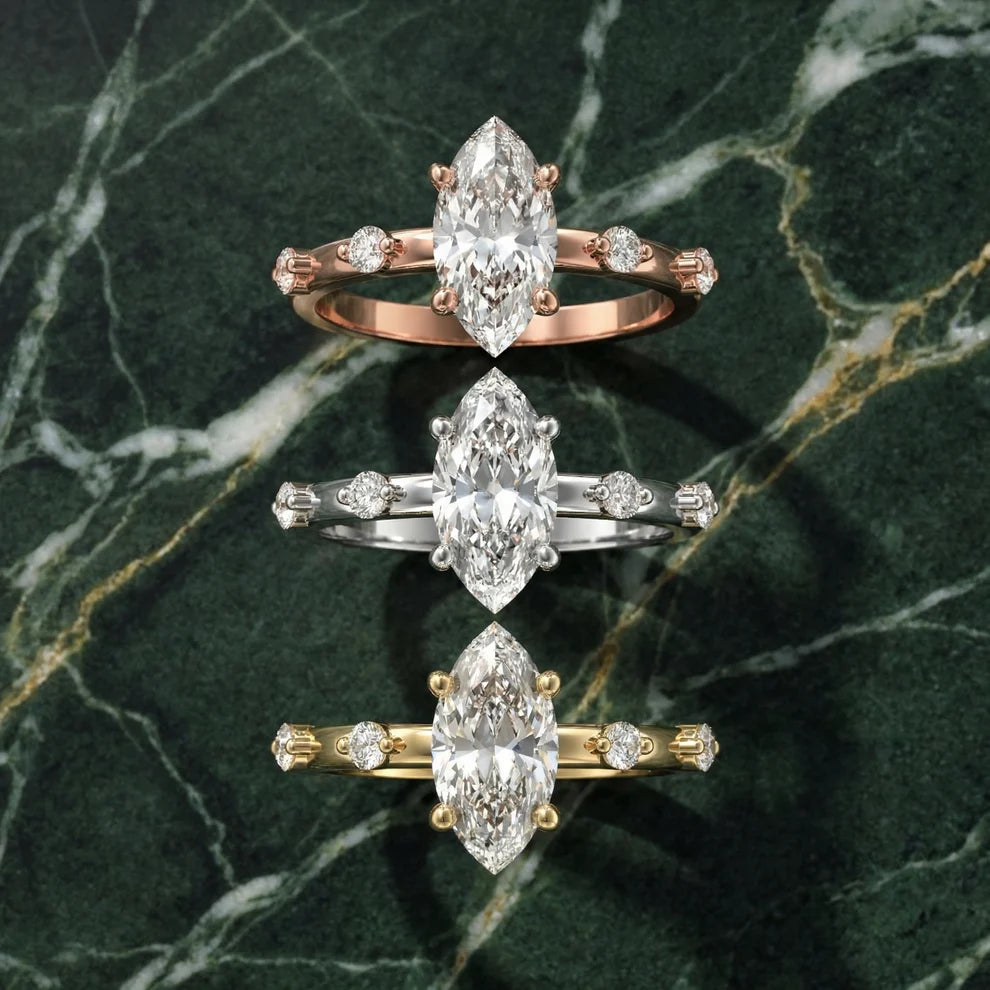 Elena Radiance Solitaire Marquise Diamond Engagement & Wedding Ring