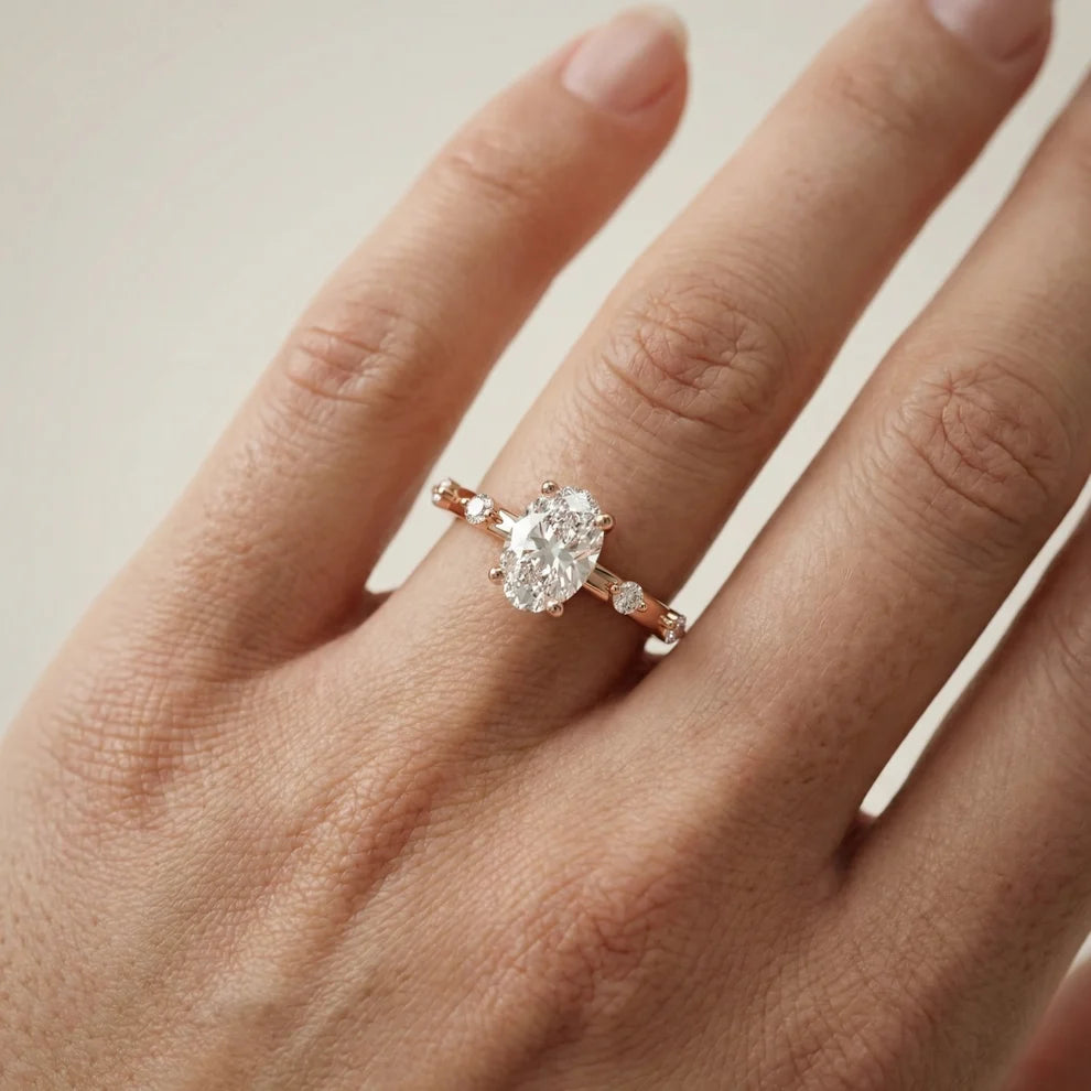 Elena Radiance Solitaire Oval Diamond Engagement & Wedding Ring