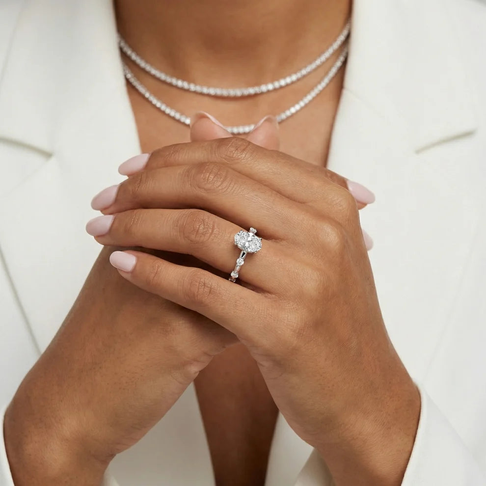 Elena Radiance Solitaire Oval Diamond Engagement & Wedding Ring