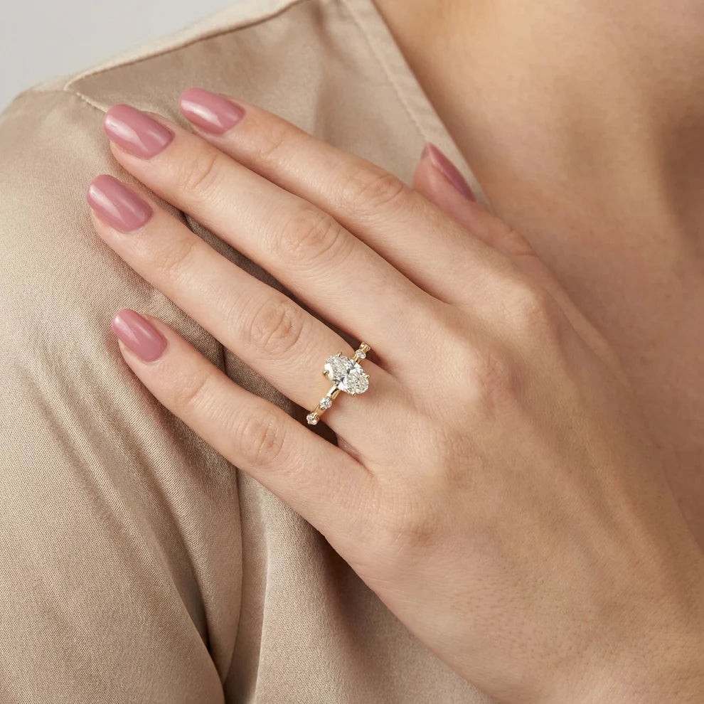 Elena Radiance Solitaire Oval Diamond Engagement & Wedding Ring