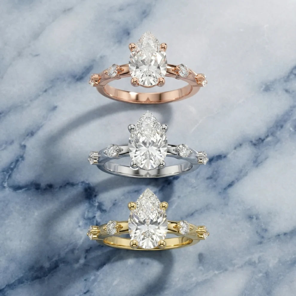 Elena Radiance Solitaire Pear Diamond Engagement & Wedding Ring