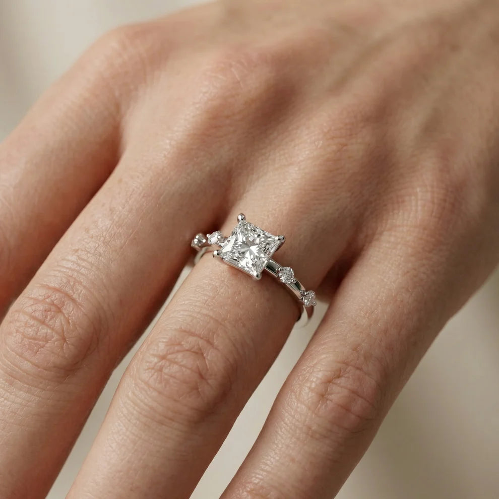 Elena Radiance Solitaire Princess Diamond Engagement & Wedding Ring