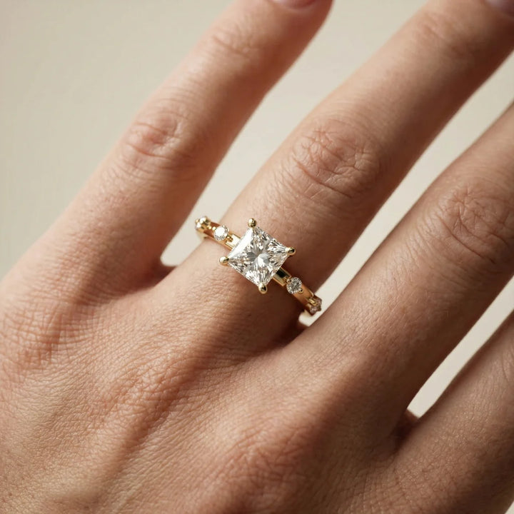 Elena Radiance Solitaire Princess Diamond Engagement & Wedding Ring