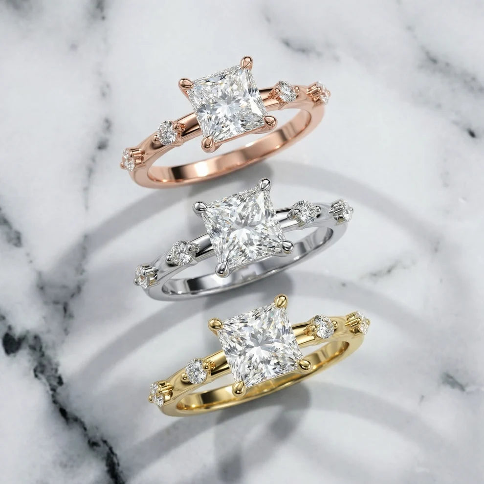 Elena Radiance Solitaire Princess Diamond Engagement & Wedding Ring