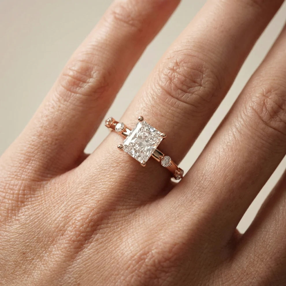 Elena Radiance Solitaire Radiant Diamond Engagement & Wedding Ring