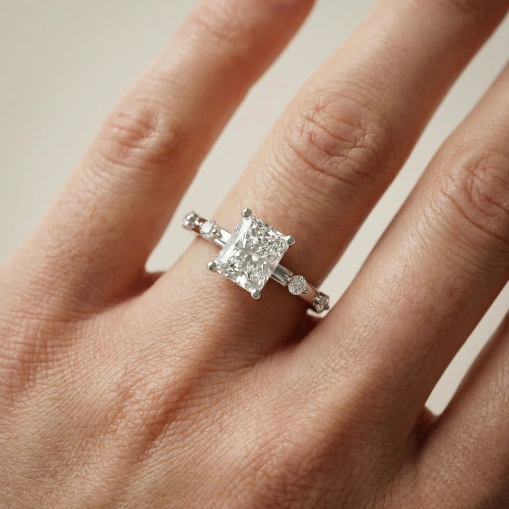Elena Radiance Solitaire Radiant Diamond Engagement & Wedding Ring
