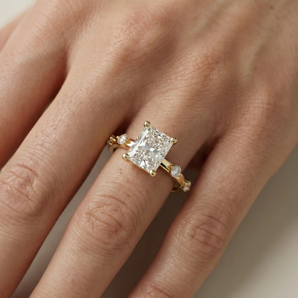 Elena Radiance Solitaire Radiant Diamond Engagement & Wedding Ring