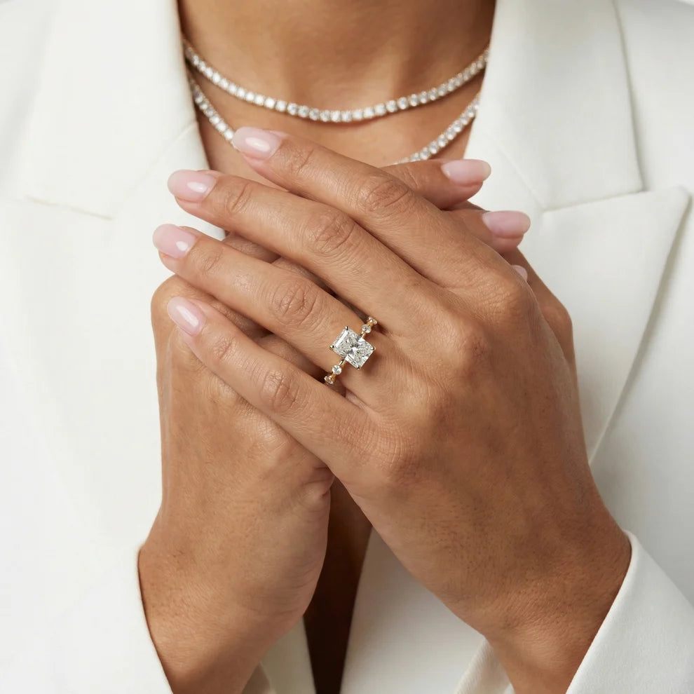 Elena Radiance Solitaire Radiant Diamond Engagement & Wedding Ring