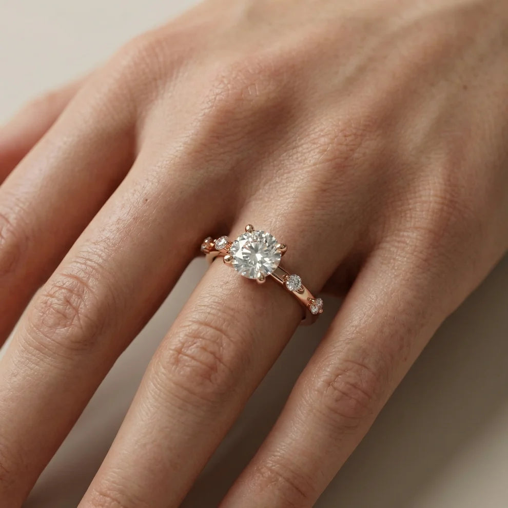 Elena Radiance Solitaire Round Diamond Engagement & Wedding Ring