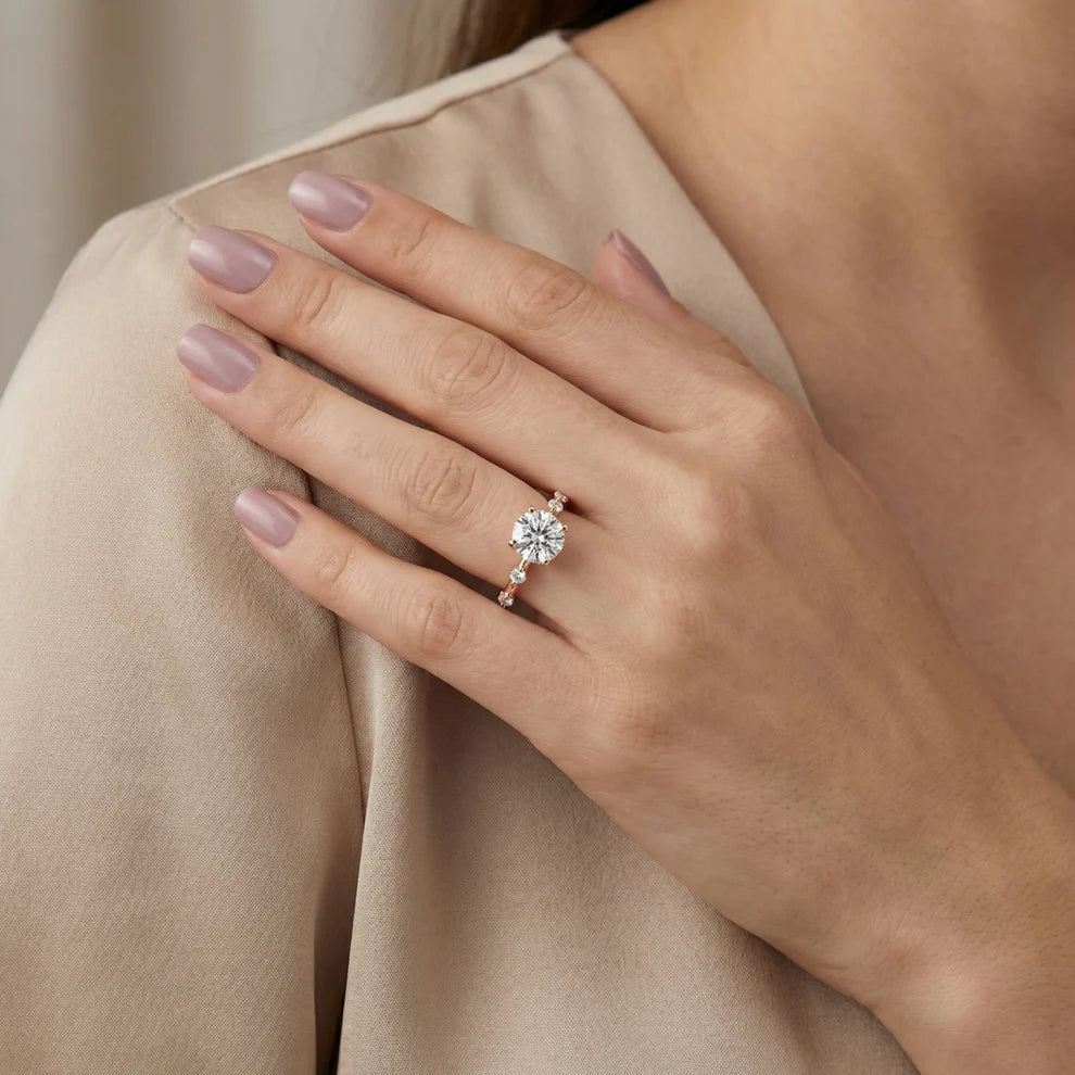 Elena Radiance Solitaire Round Diamond Engagement & Wedding Ring