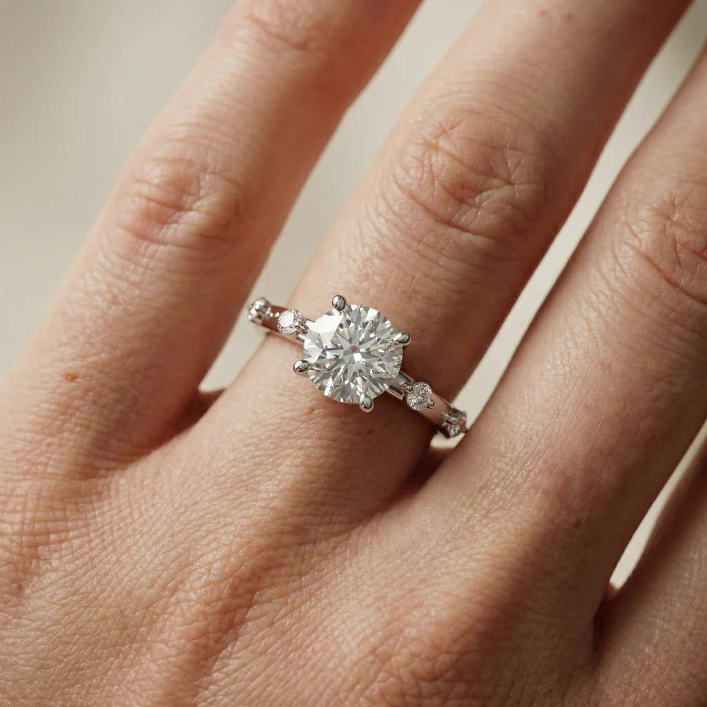 Elena Radiance Solitaire Round Diamond Engagement & Wedding Ring