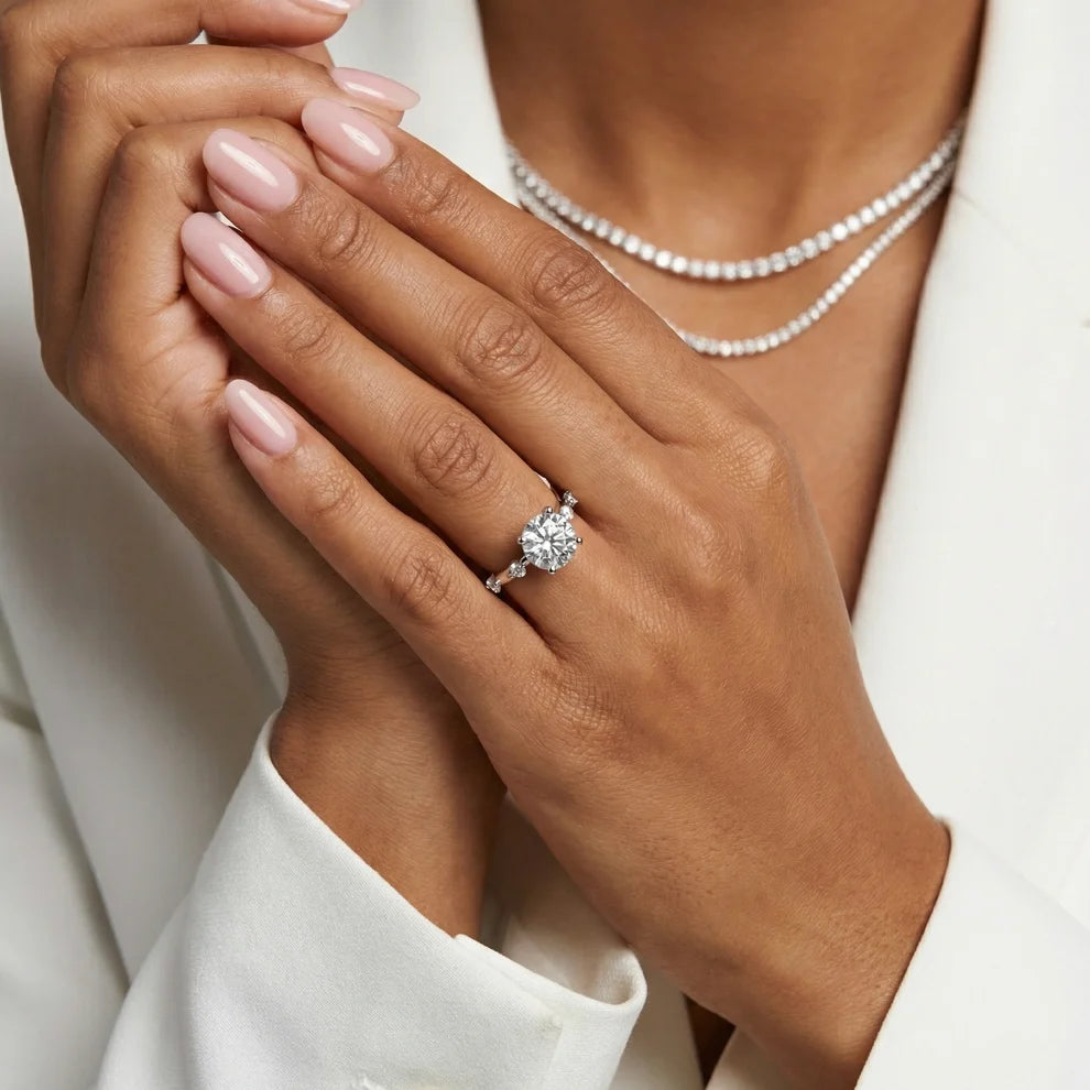 Elena Radiance Solitaire Round Diamond Engagement & Wedding Ring