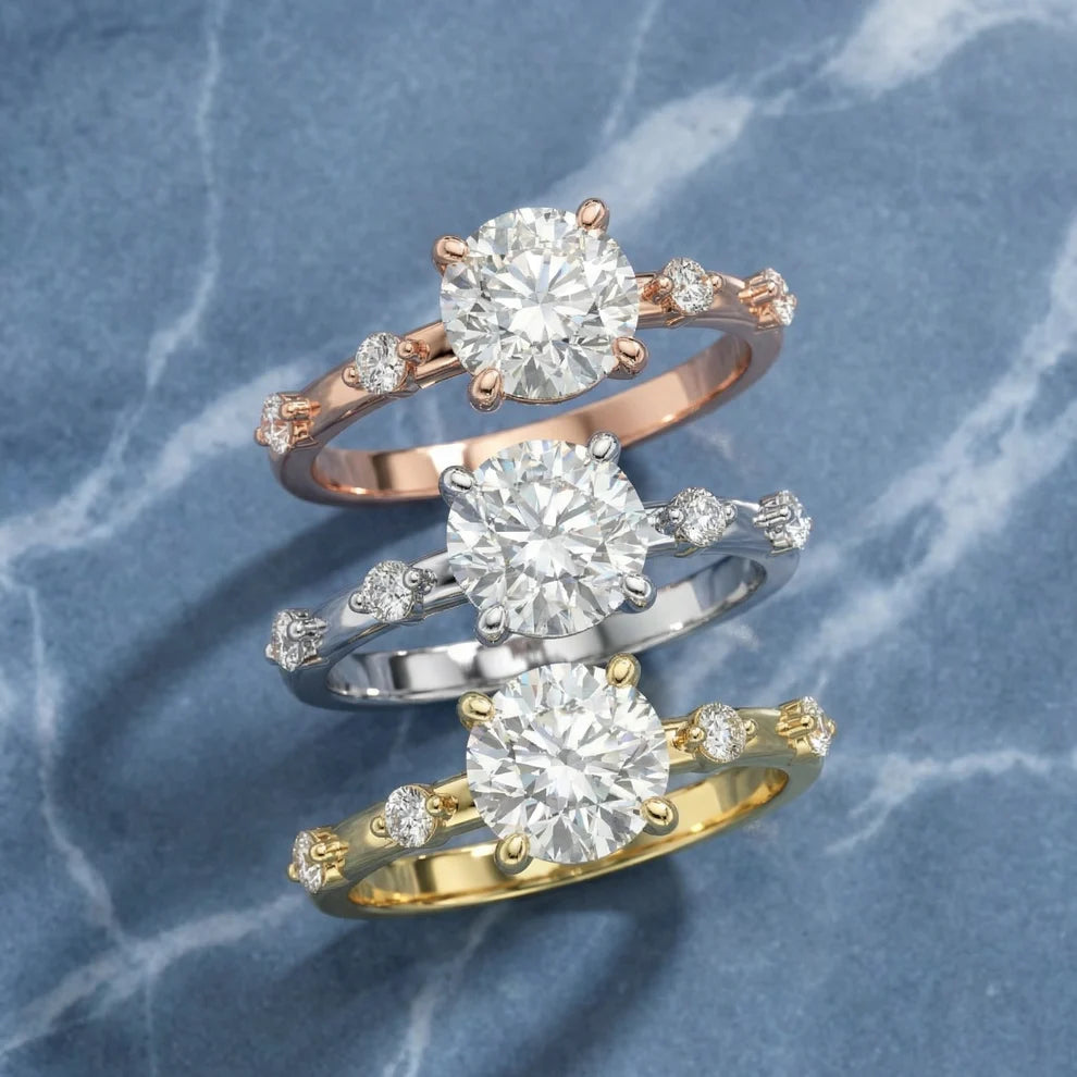 Elena Radiance Solitaire Round Diamond Engagement & Wedding Ring