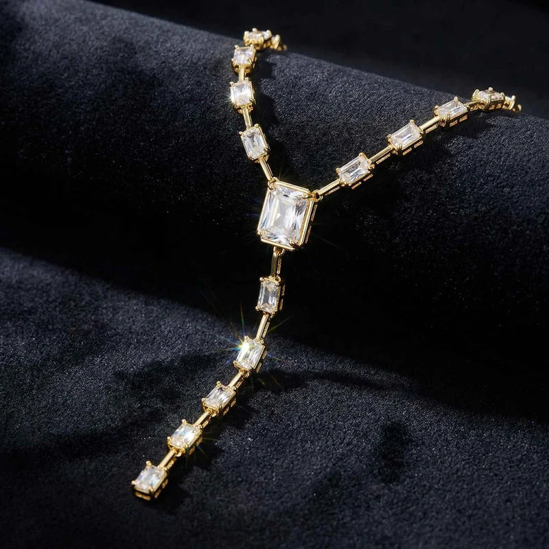 Emerald Cut Diamond  Drop Necklace