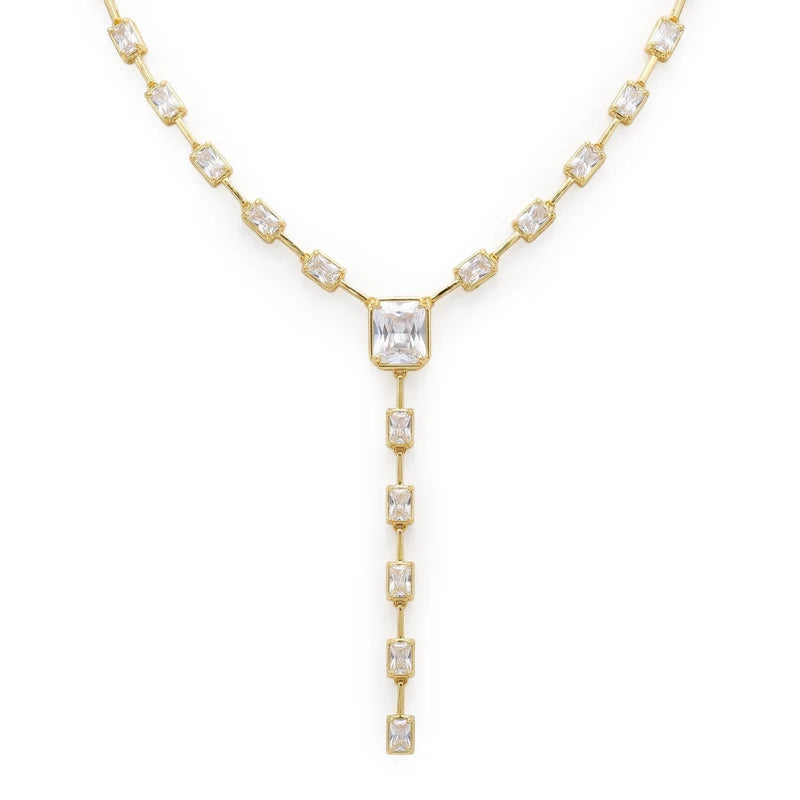 Emerald Cut Diamond  Drop Necklace