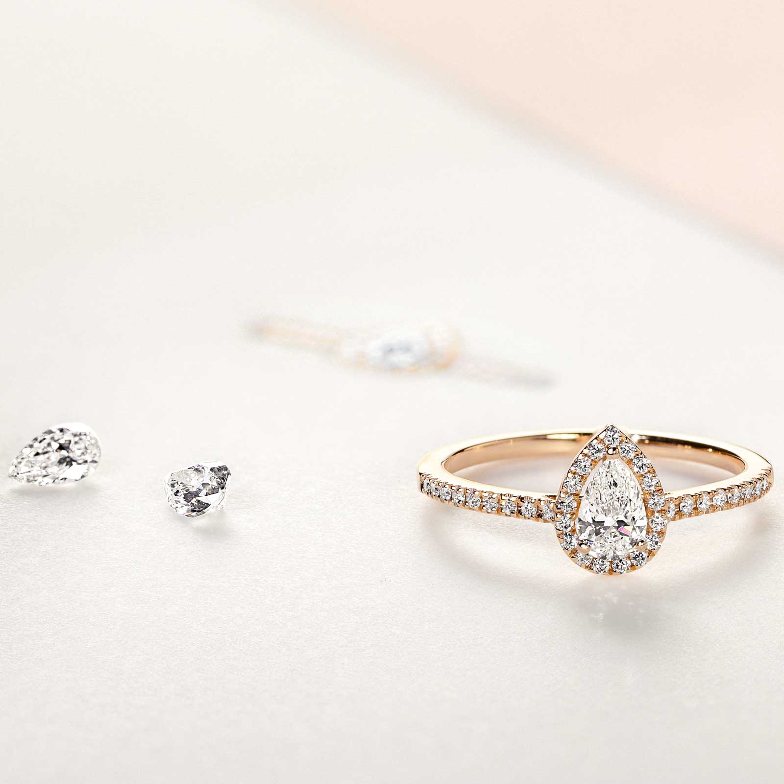 Retro Baby Ring with Paved Pear