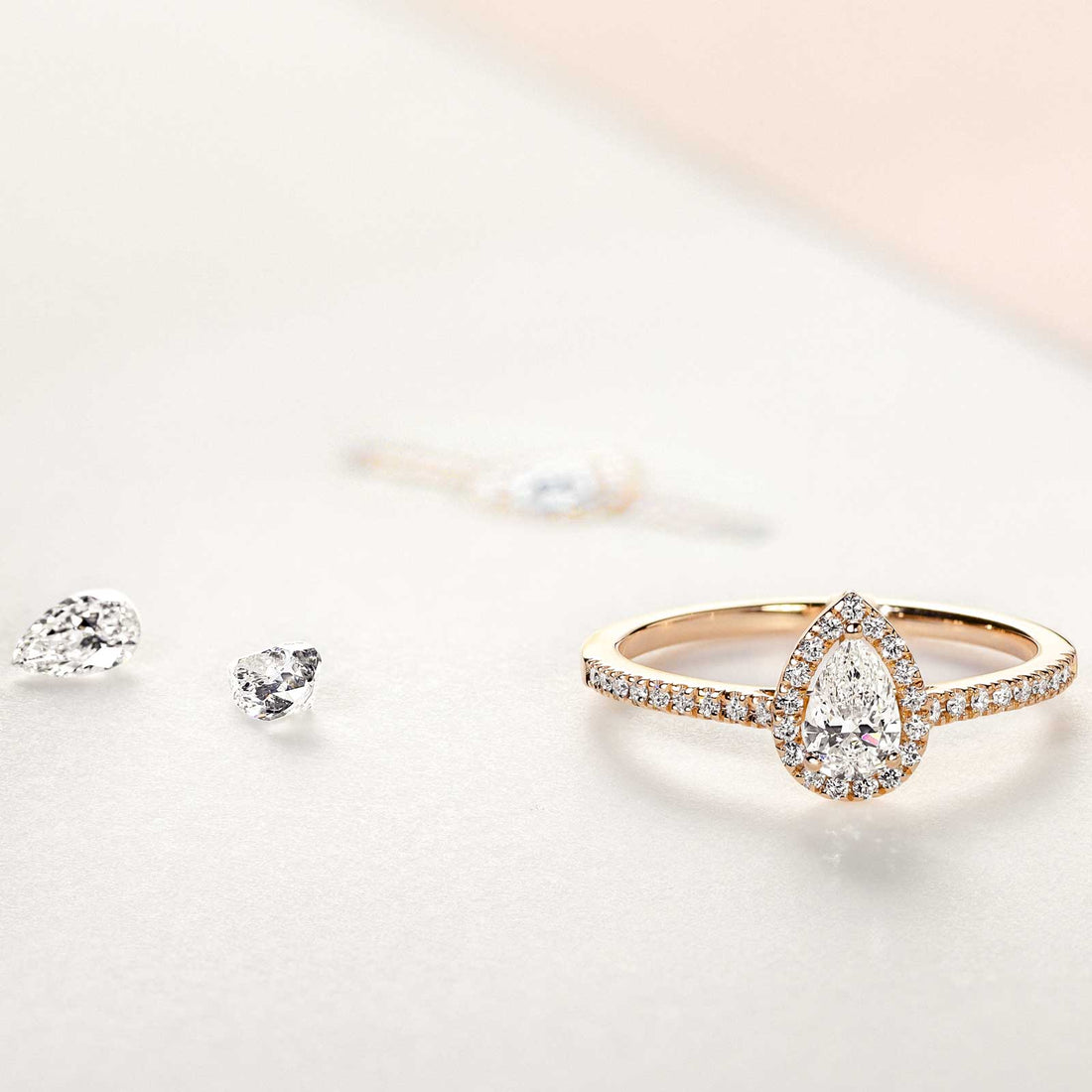 Retro Baby Ring with Paved Pear