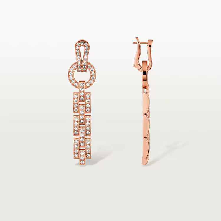 Geometric Link Diamond Drop Earrings
