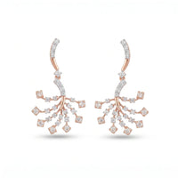 925 Sterling Silver Rose Gold Diamond Branch Drop Earrings | Elegant Statement Earrings for Women