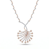 Fan Cascade Spray Necklace in 925 Sterling Silver with 18K Rose Gold Plating